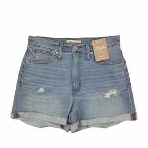 Madewell Womens Shorts Jean Distressed High Rise Cuffed Stretch Denim Size 26